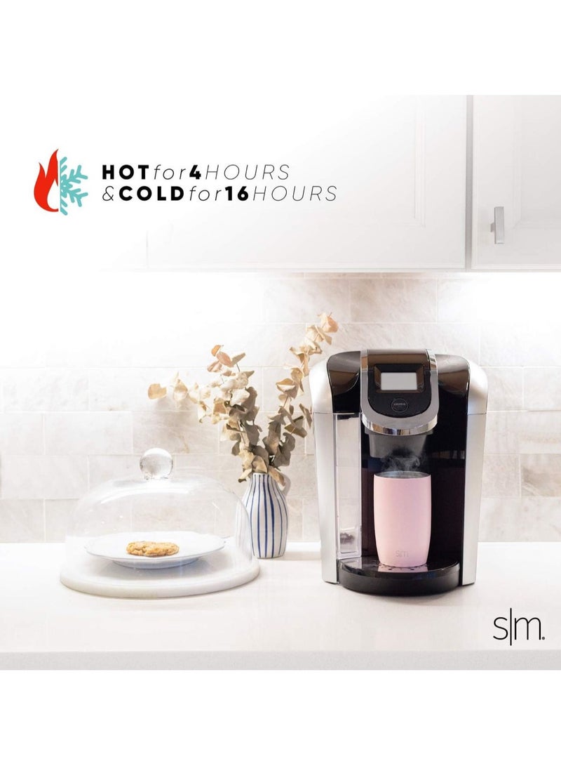 سيمبل مودرن كوب قهوة للسفر مع غطاء قابل للطي | ترمس معزول من الفولاذ المقاوم للصدأ قابل لإعادة الاستخدام لتحضير القهوة المثلجة | هدايا للنساء والرجال له ولها | مجموعة فوييجر | 12 أونصة | بنفسجي - Image 4