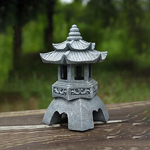 Lovely Ran Zen Solar Pagoda Lantern Garden Statue, Indoor/Outdoor Zen Asian Decor for Landscape Balcony, Garden, Patio, Porch Yard Art Ornament - Image 2