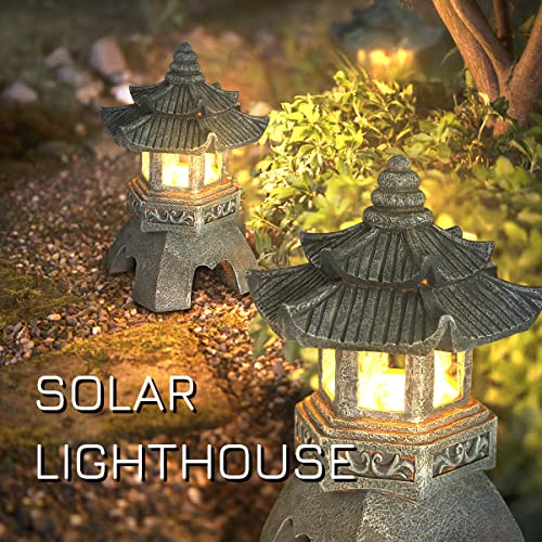 Lovely Ran Zen Solar Pagoda Lantern Garden Statue, Indoor/Outdoor Zen Asian Decor for Landscape Balcony, Garden, Patio, Porch Yard Art Ornament - Image 5
