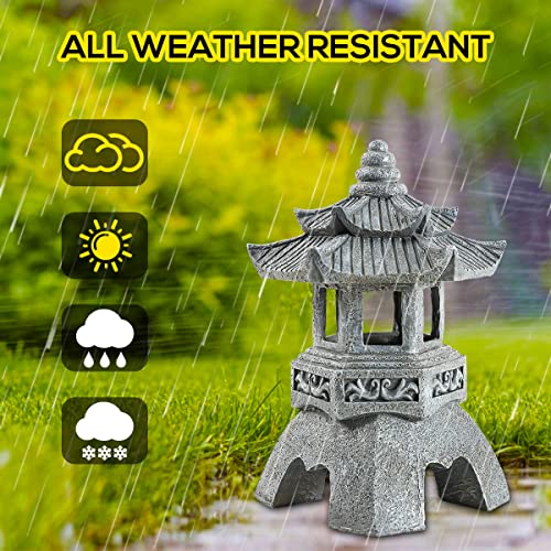 Lovely Ran Zen Solar Pagoda Lantern Garden Statue, Indoor/Outdoor Zen Asian Decor for Landscape Balcony, Garden, Patio, Porch Yard Art Ornament - Image 4