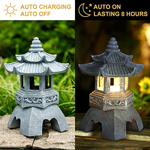 Lovely Ran Zen Solar Pagoda Lantern Garden Statue, Indoor/Outdoor Zen Asian Decor for Landscape Balcony, Garden, Patio, Porch Yard Art Ornament - Image 3
