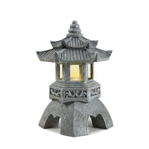 Lovely Ran Zen Solar Pagoda Lantern Garden Statue, Indoor/Outdoor Zen Asian Decor for Landscape Balcony, Garden, Patio, Porch Yard Art Ornament - Image 1