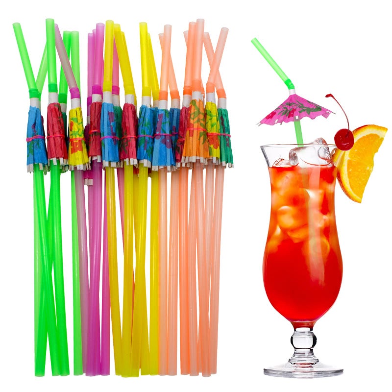 BLUE TOP 100pcs Umbrella Drink Straws 945 Inch Assorted Colors Fancy Mini Paper Umbrella Drink for CocktailMilkshakeJuiceGreat for Valentines Day Beach PartyHawaiian PartyLuau PartyBar