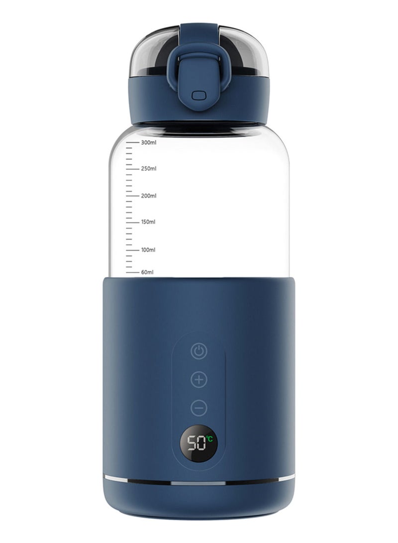 Portable Water Warmer for Baby Formula 300ml Capacity Precise Temperature Control Built-in Battery Wireless Instant Water Warmer Electric Kettle for Car Travel Outdoor Blue