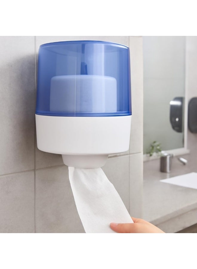 AKC Blue & White Maxi-Roll Center Pull Tissue Dispenser – Durable Wall-Mounted, Transparent Base, Easy to Refill, Space-Saving Design for Kitchen, Office, Restroom, Commercial & Home Use - Image 2