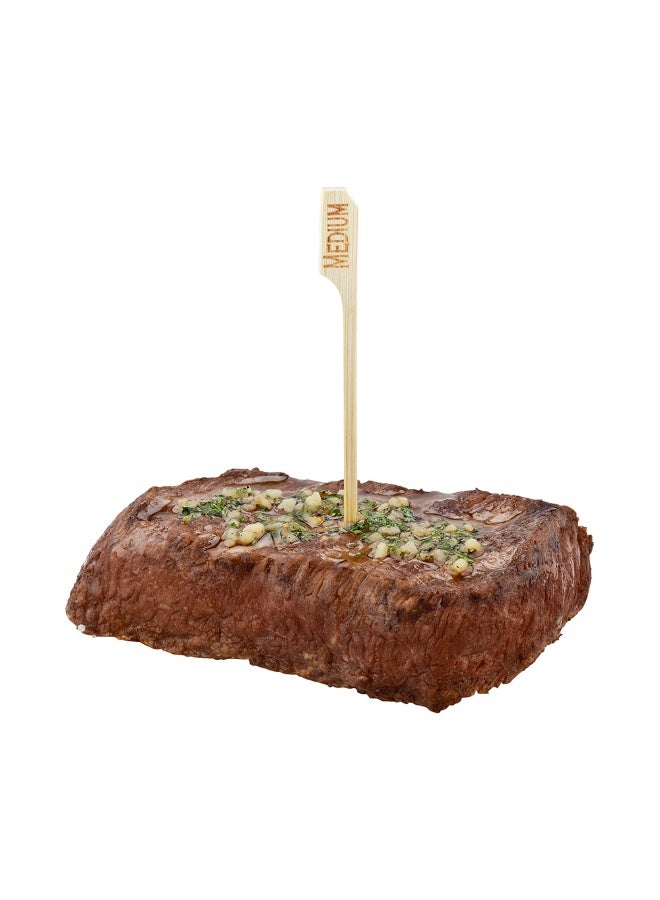 Restaurantware RW Smart 4 Inch Medium Steak Markers, 1000 Disposable Meat Marker Sticks - Sturdy, Paddle Design, Bamboo Steak Temperature Markers, For Barbeques, Parties, Or Buffets  - Image 2