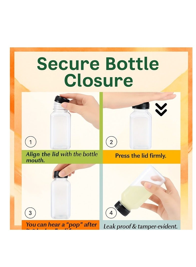 Lavish Empty Plastic Reusable Square Bottles 12Pcs 500ml/16Oz | Transparent Juice, Milk, Water Storage Containers with Black Caps | Portable Travel Size Beverage Bottles - Image 3