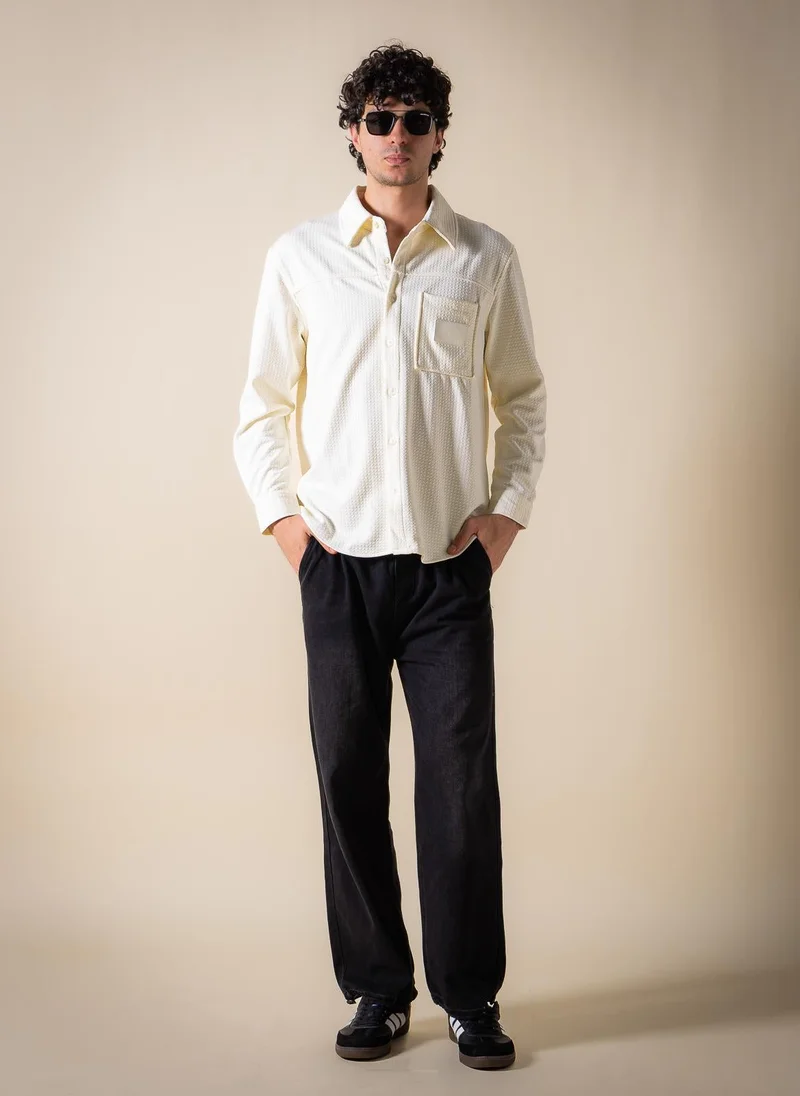 Shapes Beige DETAILED PATCHWORK SHIRT for Men | Best Price UAE