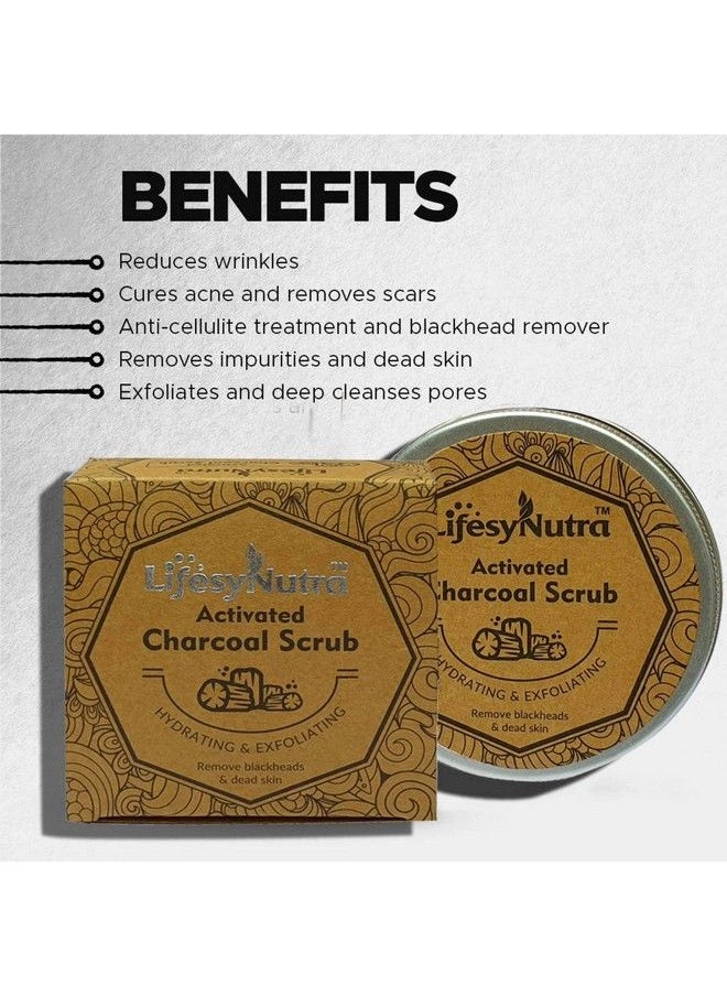 LifesyNutra - Activated Charcoal Face Scrub With Hydrating & Exfoliating For Removal Blackheads & Dead Skin Scrub (150 G) - Image 1