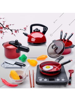 YelaJoy 49pcs Kitchen Toys Kids Kitchen Pretend Play Toys Set, Kids Play Cooking Set with Pots and Pans, Bbq Grill, Cutting Play Food and Vegetables, Play Kitchen Accessories for Girls Boys Toddlers  - Image 1