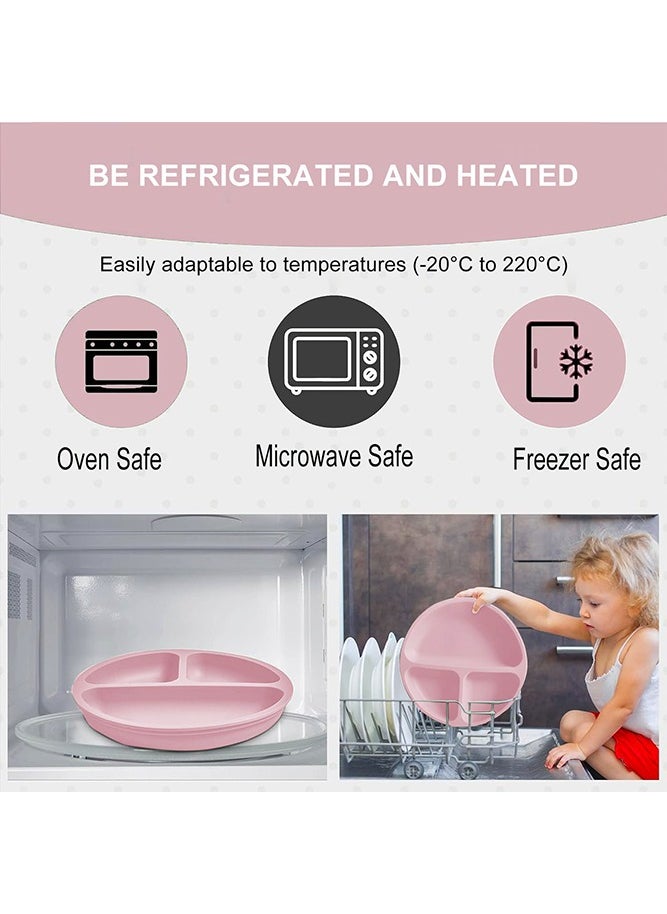 Bebiland 8-Piece Durable Baby Feeding Set, Dishwasher Safe BPA Free Led Weaning Supplies for Toddlers with SIlicone Bib, Sippy Cup, Forks, Spoons, Suction Bowl and Plate, Pink  - Image 5