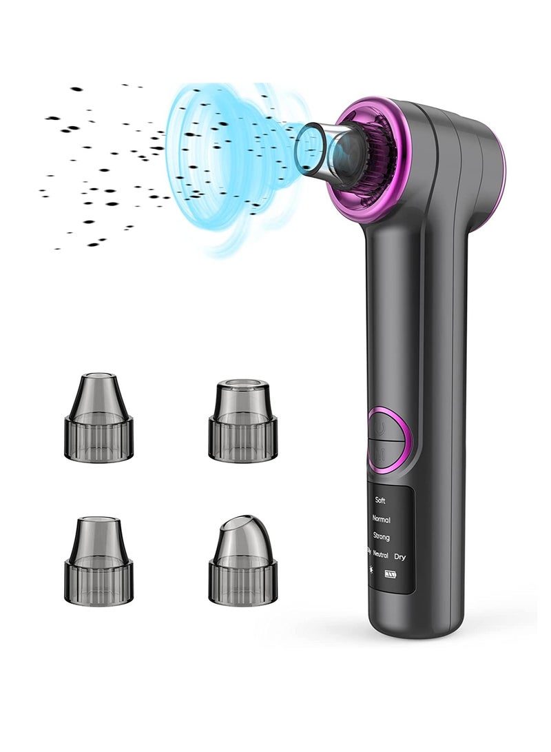 SYOSI Blackhead Remover Pore Vacuum  Upgraded Facial Blackhead Extractor Vacuum with Hot Compress Mode Electric Pore Cleaner Vacuum Blackhead Remover with 5 Suction Head Gray - Image 1