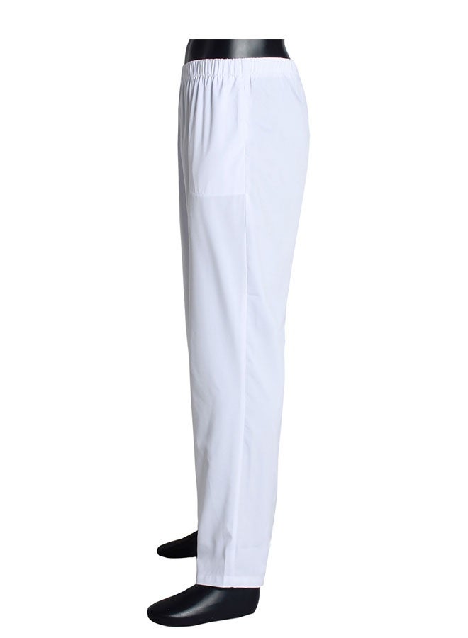 Men Muslim Pant Polyester Casual Men Muslim Arab Middle East Trousers with Waist Elastic Band and Pockets for Prayer  White XXL - Image 5