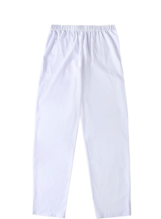 Men Muslim Pant Polyester Casual Men Muslim Arab Middle East Trousers with Waist Elastic Band and Pockets for Prayer  White XXL - Image 1