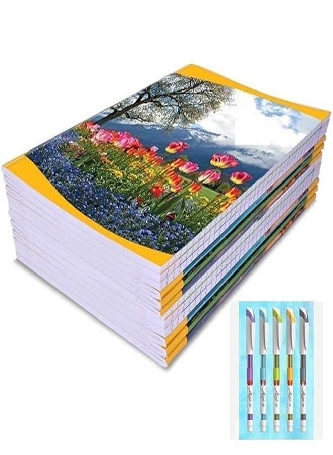 N.S Brand A/4 size long notebook 176 pages pack of 6 with free 5 ballpens and one diary for smooth writing Soft cover Notebook for Students.(29.5 cm ×21 cm) - Image 5