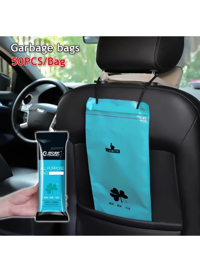 50 Pack Black PE Car Garbage Bags Universal Fit Disposable Seat Back Storage - Image 1
