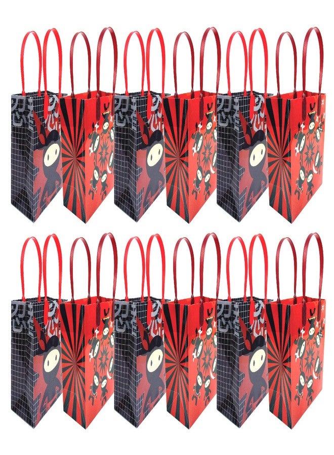 TINYMILLS Ninja Themed Party Favor Bags Treat Bags with Handles Candy Bags for Birthday Party, 12 Pack - Image 2