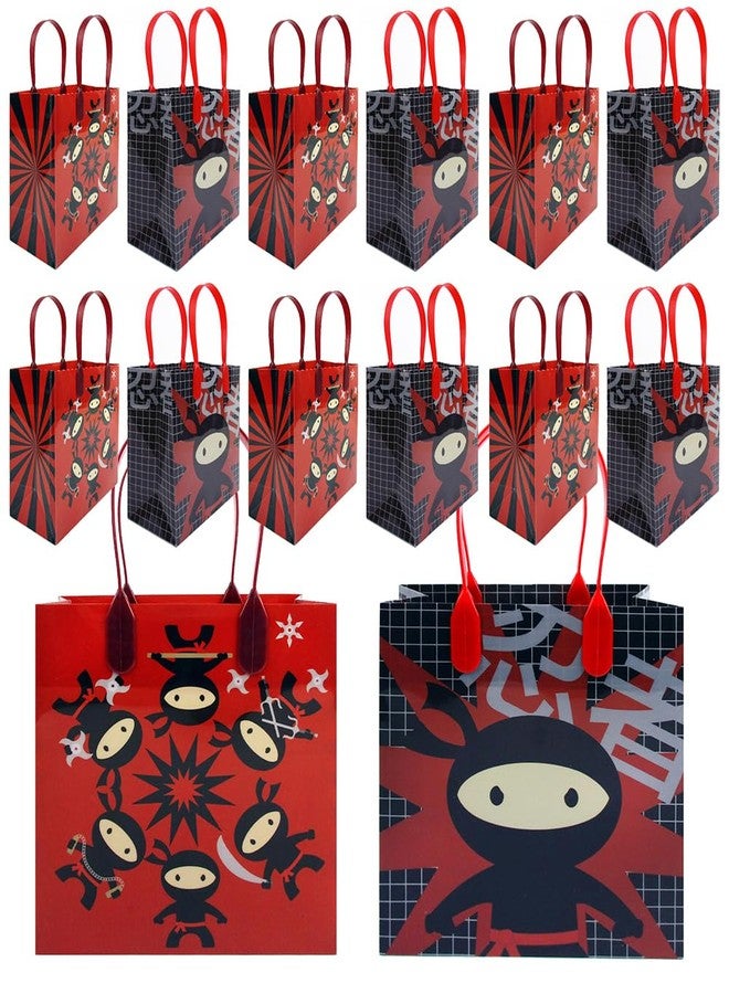 TINYMILLS Ninja Themed Party Favor Bags Treat Bags with Handles Candy Bags for Birthday Party, 12 Pack - Image 1