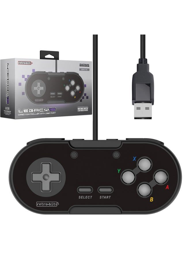 Retro Bit Legacy16 USB Wired Controller For Steam, PC, Mac, Raspberry Pi, and Switch- Onyx Black (Nintendo Switch//) - Image 1