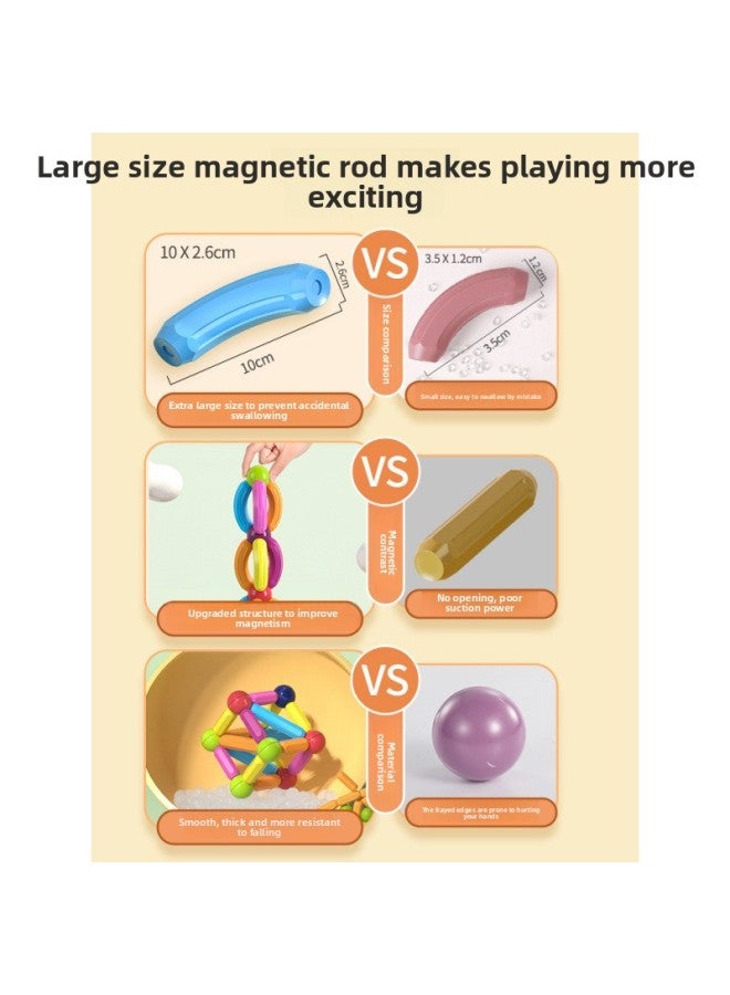 Varied Magnetic Stick Boys' And Girls' 2-year-old Intelligence Puzzle 6 Children's Educational Chinese Building Blocks Assembled Iron Toys-Color:[260-piece Set] Upgraded Large Strong Magnet/extra Large Storage Bucket + 3-form Magnetic Rod Mecha X2  - Image 3