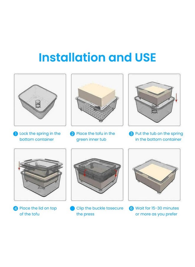 HASTHIP® Tofu Press Food Grade Tofu Press Tofu Making Tools Homemade Tofu Tools Quick Excessive Water Removal Easy Tofu Drainer Press, Dish Washer Safe, 16x14x8.5cm - Image 3