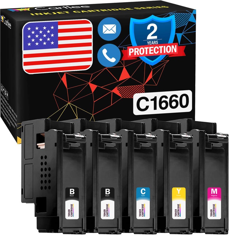 Cartlee Compatible Toner Cartridges Replacement for Dell C1660 C1660W C1660cnw 1660 1660w 1660cnw 4G9HP High Yield Laser Printers Ink 2 Black 1 Cyan 1 Magenta 1 Yellow