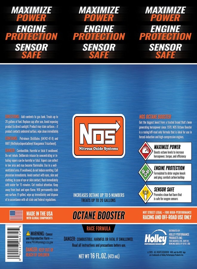 NOS Octane Booster – Increases Octane Up to 5 Points – Boosts Power in Turbocharged & High Compression Engines – Off-Road & Racing Use – 16 oz - Image 4