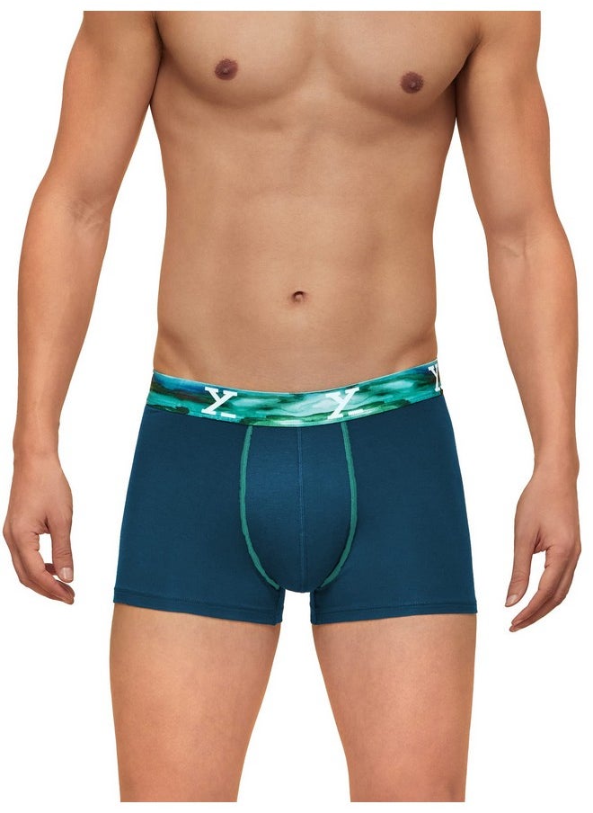 XYXX - XYXX Men's Underwear Dynamo IntelliSoft Antimicrobial Micro Modal Trunk Pack of 3 (Coral DEEP SEA Blue;Splash Blue;Helios Black; XL) - Image 1