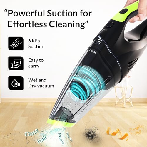 Roboson VC201 Handheld Cordless Vacuum Cleaner for Home and Car Powerful 6 kPa Suction for Dust & Pet Hair Removal, Rechargeable Wireless Wet/Dry for Bed and Sofa - Image 2