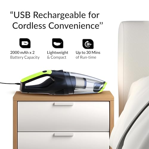 Roboson VC201 Handheld Cordless Vacuum Cleaner for Home and Car Powerful 6 kPa Suction for Dust & Pet Hair Removal, Rechargeable Wireless Wet/Dry for Bed and Sofa - Image 3