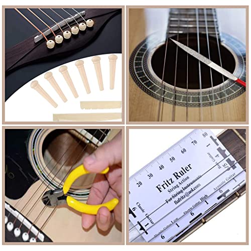 Serplex® 26Pcs Guitar Repair Tool Kit Guitar Maintenance Kit with Wire Plier String Organizer Fingerboard Protector Hex Wrenches Files String Action Ruler for Electric Guitar, Ukulele, Bass Banjo - Image 5