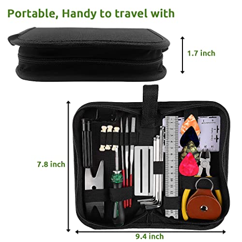 Serplex® 26Pcs Guitar Repair Tool Kit Guitar Maintenance Kit with Wire Plier String Organizer Fingerboard Protector Hex Wrenches Files String Action Ruler for Electric Guitar, Ukulele, Bass Banjo - Image 2