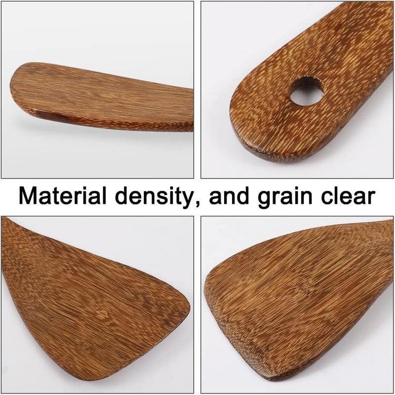 PAMISO 2 PCS Rice Paddle, 8 Inch Natural Wood Rice Spoon Paddle Kitchen Spatula Potato Server - Image 5