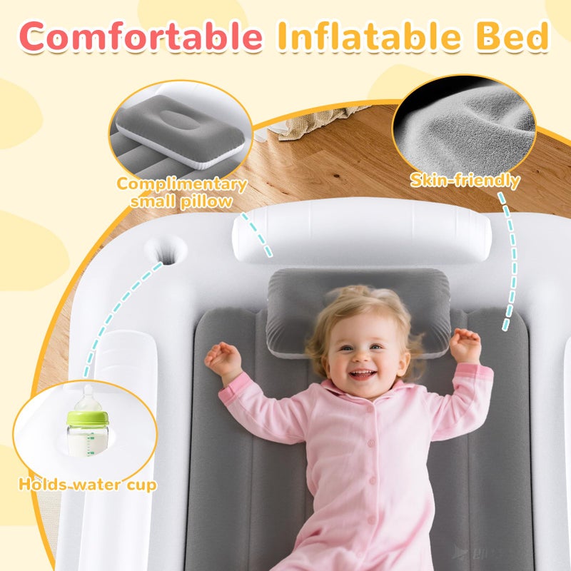 Abdtech Inflatable Toddler Travel Bed - Portable Toddler Kids Travel Bed with Safety Sides Complete Kids Air Mattress Set with High-Speed Pump, Ideal for Vacation Camping and Sleepover (60 Inches) - Image 5
