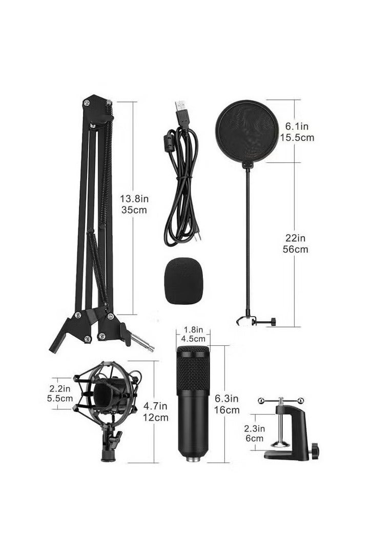 UMIXPRO USB Condenser Microphone Kit Plug and Play Streaming Podcast PC Mic With Sound Card Boom Arm Shock Mount Pop Filter Professional Recording Microphone For Youtuber - Image 2