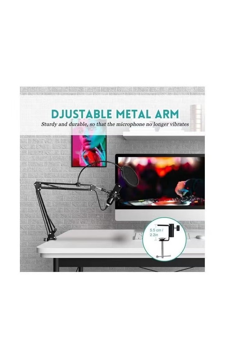 UMIXPRO USB Condenser Microphone Kit Plug and Play Streaming Podcast PC Mic With Sound Card Boom Arm Shock Mount Pop Filter Professional Recording Microphone For Youtuber - Image 3