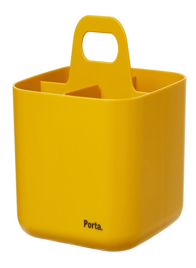 Litem Porta Vita Yellow Stackable Square Storage Unit 4 Compartments with Adjustable Dividers Ideal for Home Kitchen Bathroom - Image 1