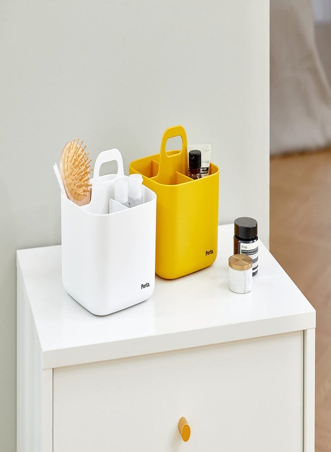 Litem Porta Vita Yellow Stackable Square Storage Unit 4 Compartments with Adjustable Dividers Ideal for Home Kitchen Bathroom - Image 4