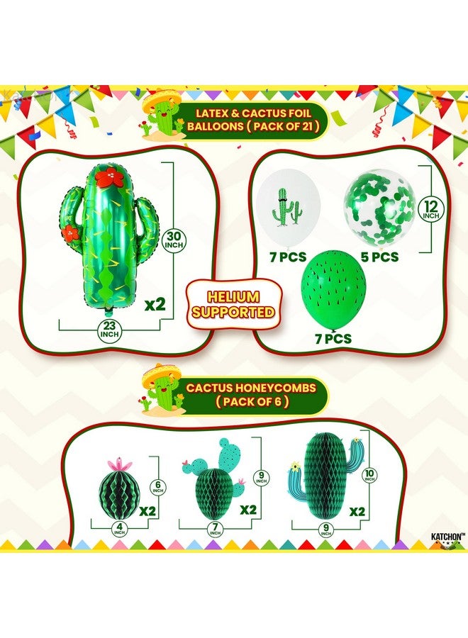 KatchOn, Cactus Party Decorations Set - 30 Pcs, Cactus Balloons, Catcus Honeycomb, Cactus Banner | Cactus Birthday Decorations, Fiesta Party Decorations | Desert Party Decorations, Cactus Decorations - Image 2