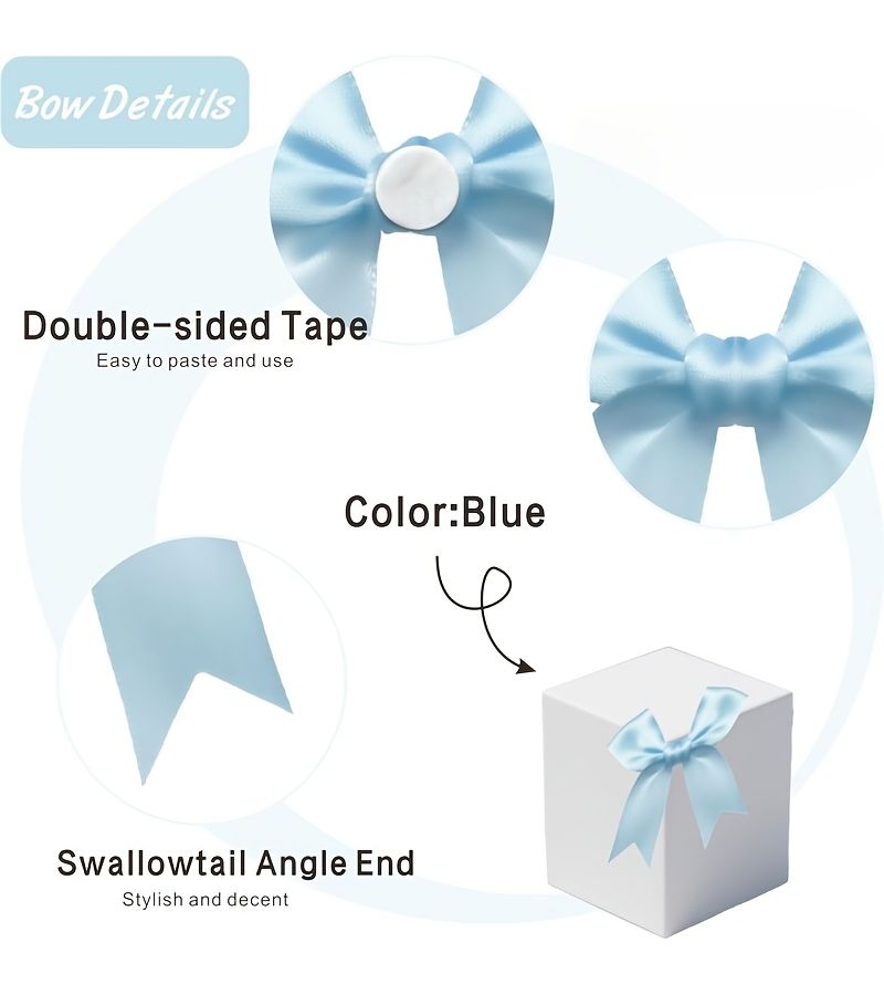 Pink 100pcs Elegant Polyester Gift Bow with Adhesive Tape for Wrapping Party Wedding Birthday Christmas Holiday - Image 3
