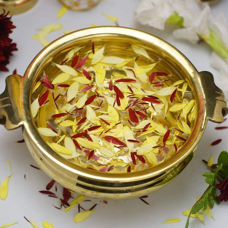 ROLIMOLI ROLIMOLI Pure Brass Plain Urli Decorative Bowl Diameter (8inch) Handcrafted Bowl for Floating Flowers and Tea Light Candles Home,Office and Table Decor Special for Diwali Gift - Image 2