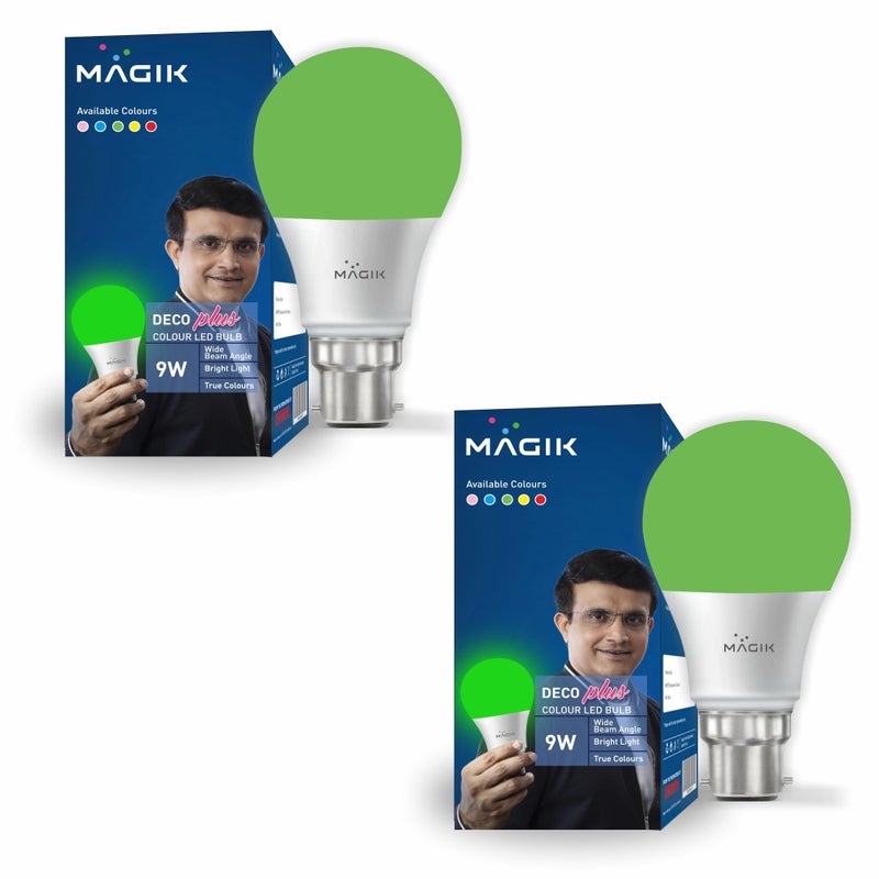 MAGIK Deco Plus 9W (Green) LED Bulb | B22 Base | Decorative Light for Home, Festive & Party Ambience | Energy-Efficient & Long-Lasting | Pack of 2 - Image 5