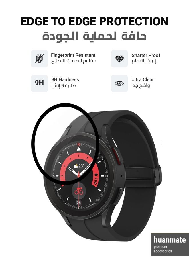huanmate Screen Protector For Samsung Galaxy Watch 5 Pro 45mm Black/Clear  - Image 2