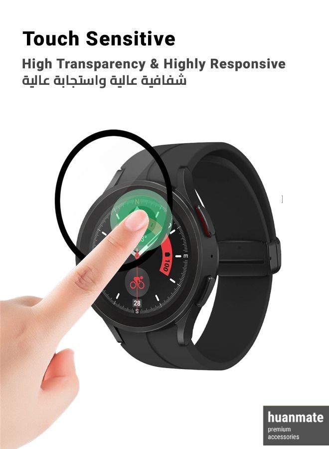 huanmate Screen Protector For Samsung Galaxy Watch 5 Pro 45mm Black/Clear  - Image 4