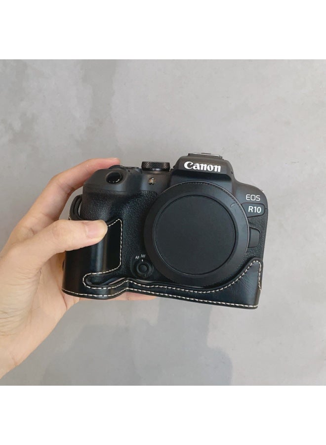 Suitable For Canon R10 Special Half Set Of Micro Single Camera Bag PU Leather Base Protective Shell Anti-wear Pink Black Coffee-Color:Olive Green Half Set  - Image 5