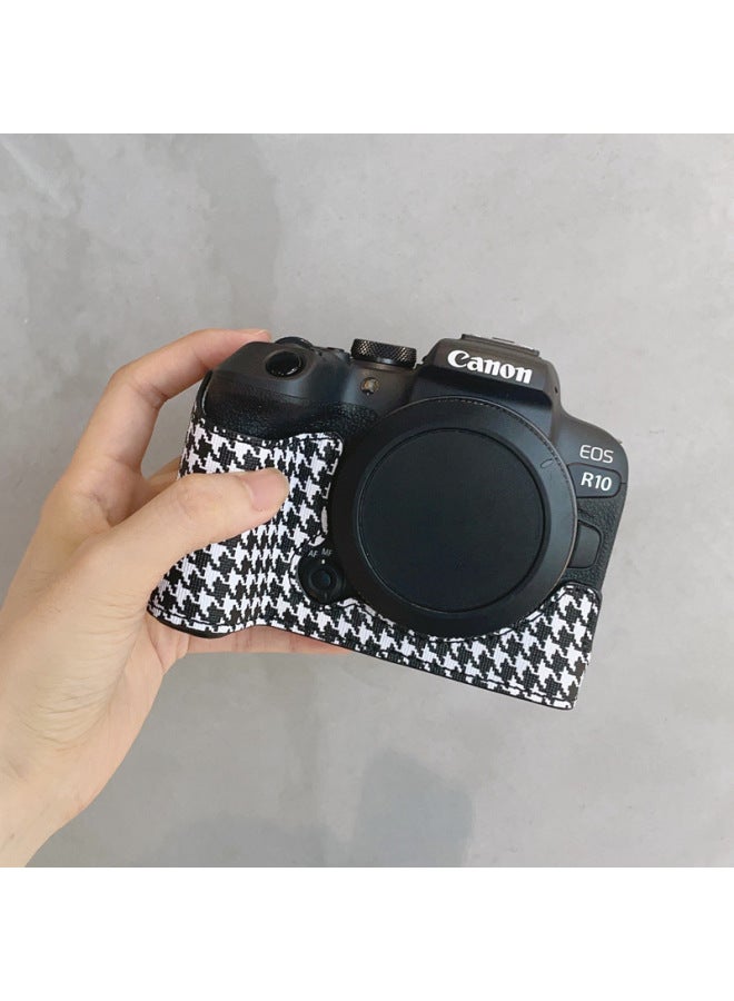 Suitable For Canon R10 Special Half Set Of Micro Single Camera Bag PU Leather Base Protective Shell Anti-wear Pink Black Coffee-Color:Olive Green Half Set  - Image 2