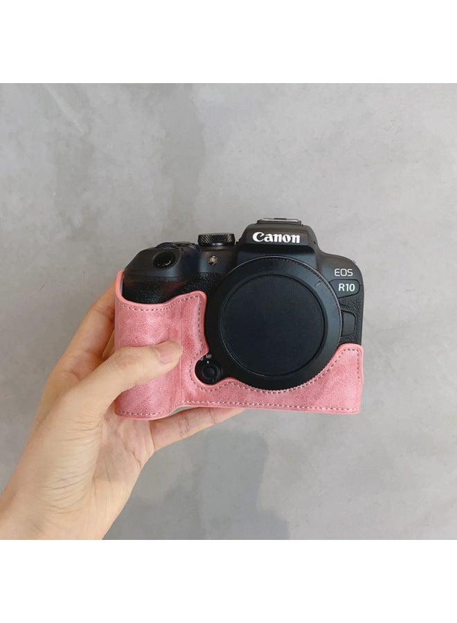 Suitable For Canon R10 Special Half Set Of Micro Single Camera Bag PU Leather Base Protective Shell Anti-wear Pink Black Coffee-Color:Olive Green Half Set  - Image 3