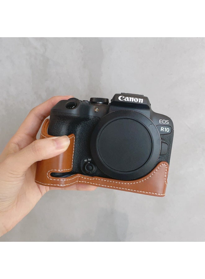 Suitable For Canon R10 Special Half Set Of Micro Single Camera Bag PU Leather Base Protective Shell Anti-wear Pink Black Coffee-Color:Olive Green Half Set  - Image 4