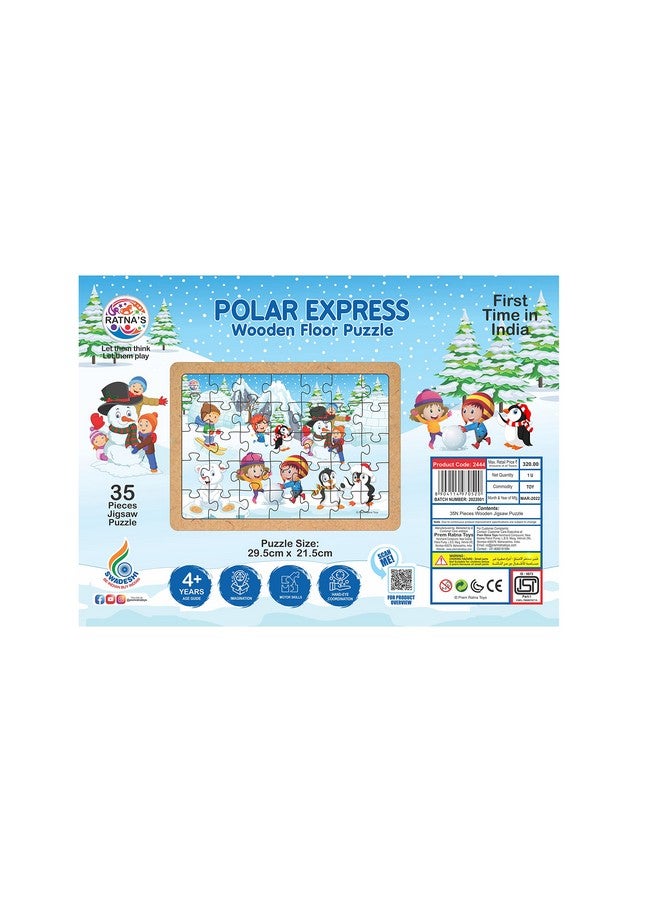 راتاناز أحجية الصور المقطوعة الخشبية الأرضية من راتناس، قطار بولار إكسبريس، 35 قطعة، مقاس 29.5 سم × 21.5 سم، مناسبة للأطفال من سن 3 سنوات فما فوق - Image 5