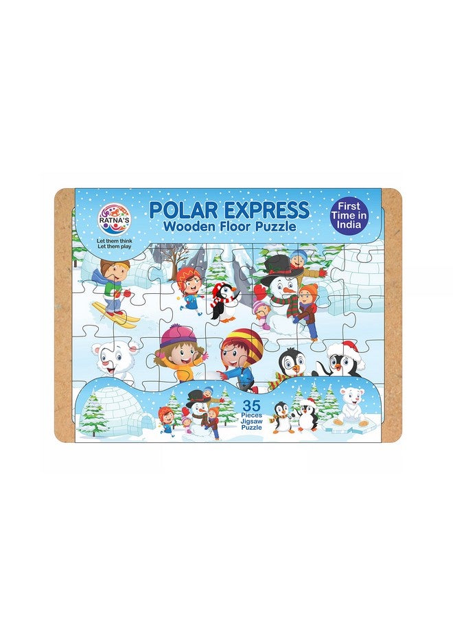 راتاناز أحجية الصور المقطوعة الخشبية الأرضية من راتناس، قطار بولار إكسبريس، 35 قطعة، مقاس 29.5 سم × 21.5 سم، مناسبة للأطفال من سن 3 سنوات فما فوق - Image 1